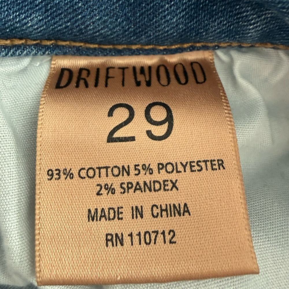 Anthopologie DRIFTWOOD Colette 29 Light Blue Jeans Colorful Embroidered Cuffs - Picture 5 of 5